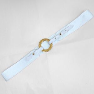 Lauren Ralph Lauren White & Gold Waist Belt Old Money Preppy Nautical Women 35"